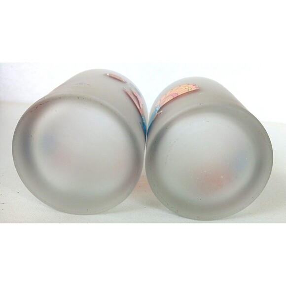 2 Culver Frosted Satin Old Fashioned Turkey Playing Football Glasses Tumblers - Picture 6 of 8